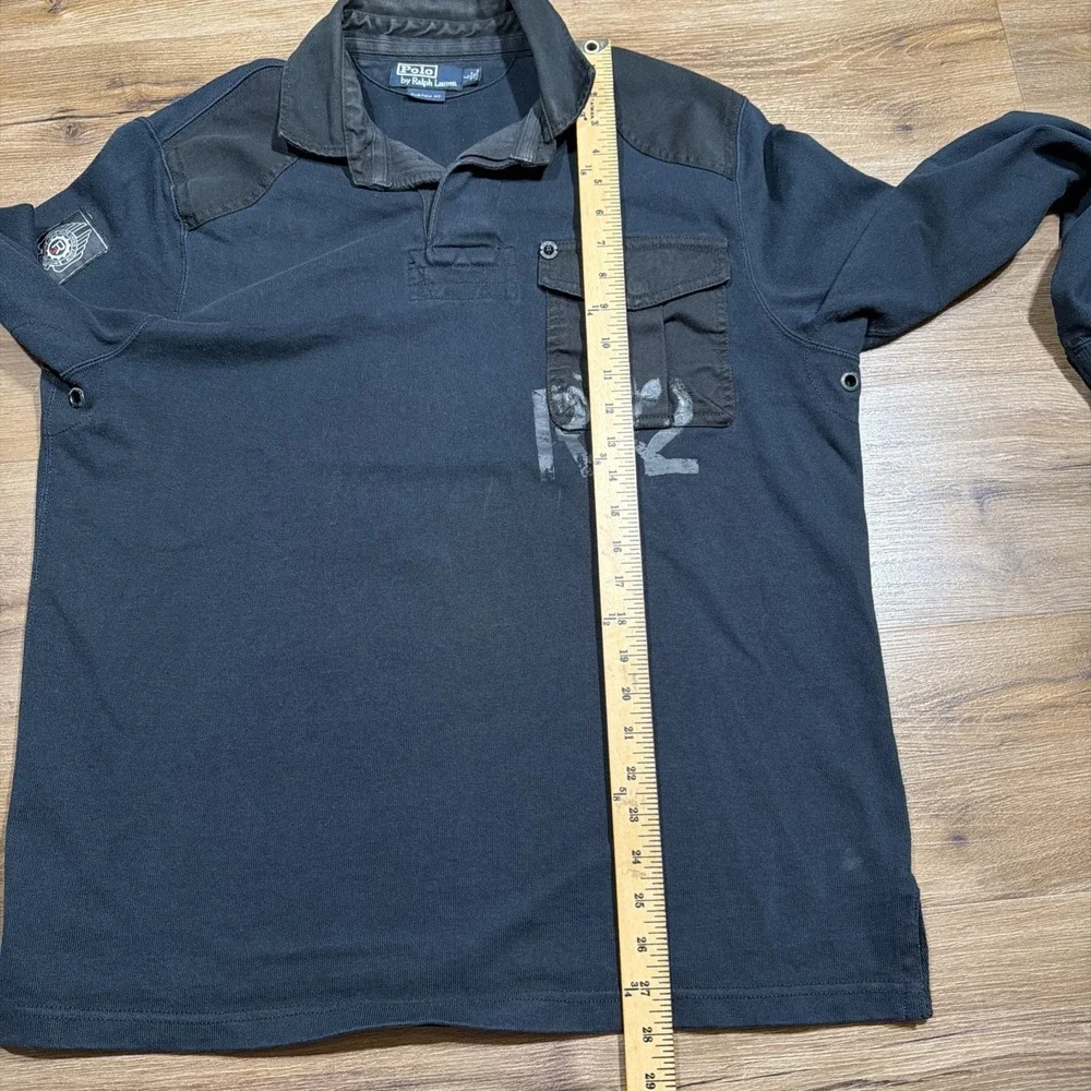 Polo Ralph Lauren Men's LARGE Bleecker Cup Navy Long Sleeve‎ Rugby Special Issue